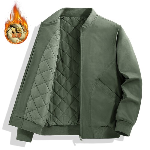 2025男士加棉夹克秋冬季商务休闲棒球领夹克保暖宽松百搭外套