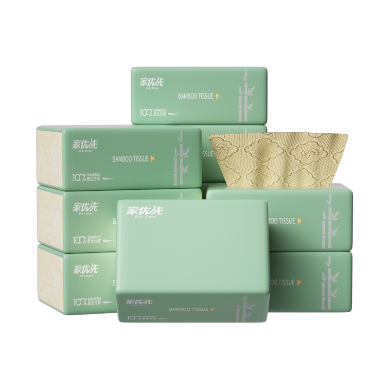 家优先4D压花本色抽纸200张10包