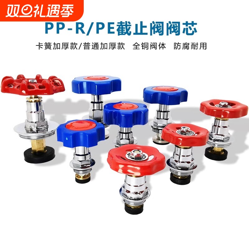 PPR截止阀PE阀芯全铜阀门芯水管管材46分加厚开关25闸阀水暖配件