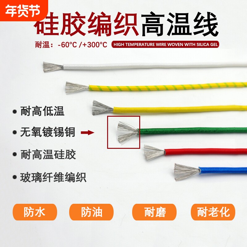 硅胶编织高温线0.5/0.75/1.5/2.5/4/6/10 平