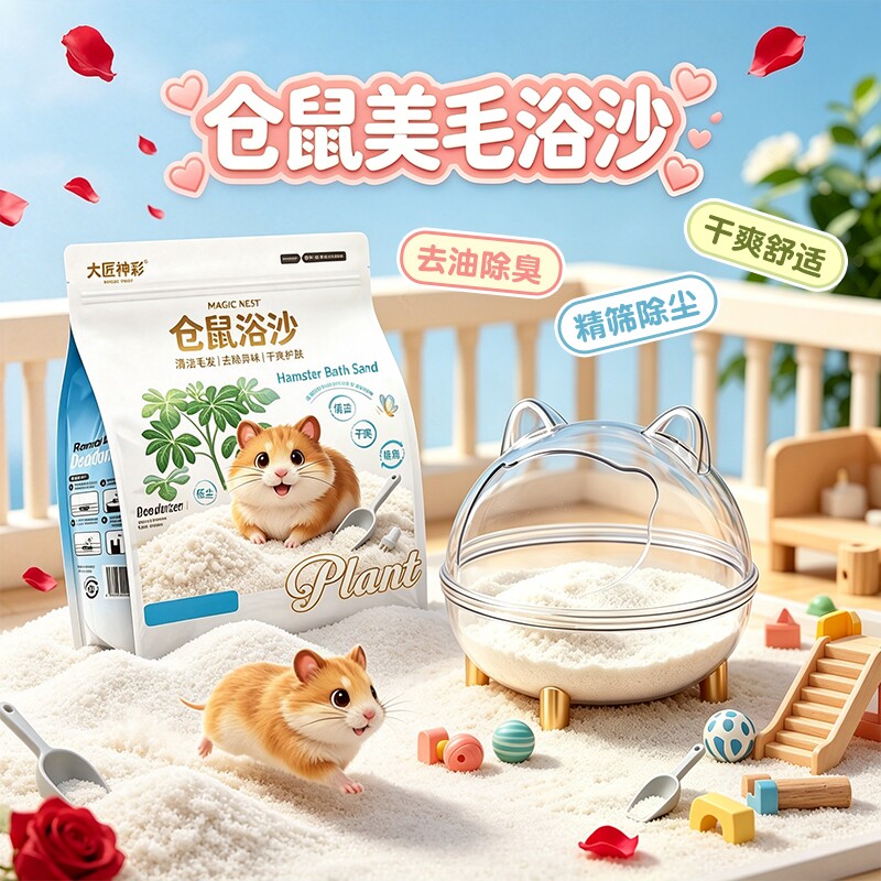 仓鼠浴沙尿沙二合一金丝熊龙猫厕所垫料浴室用品洗澡沙子除臭尿砂