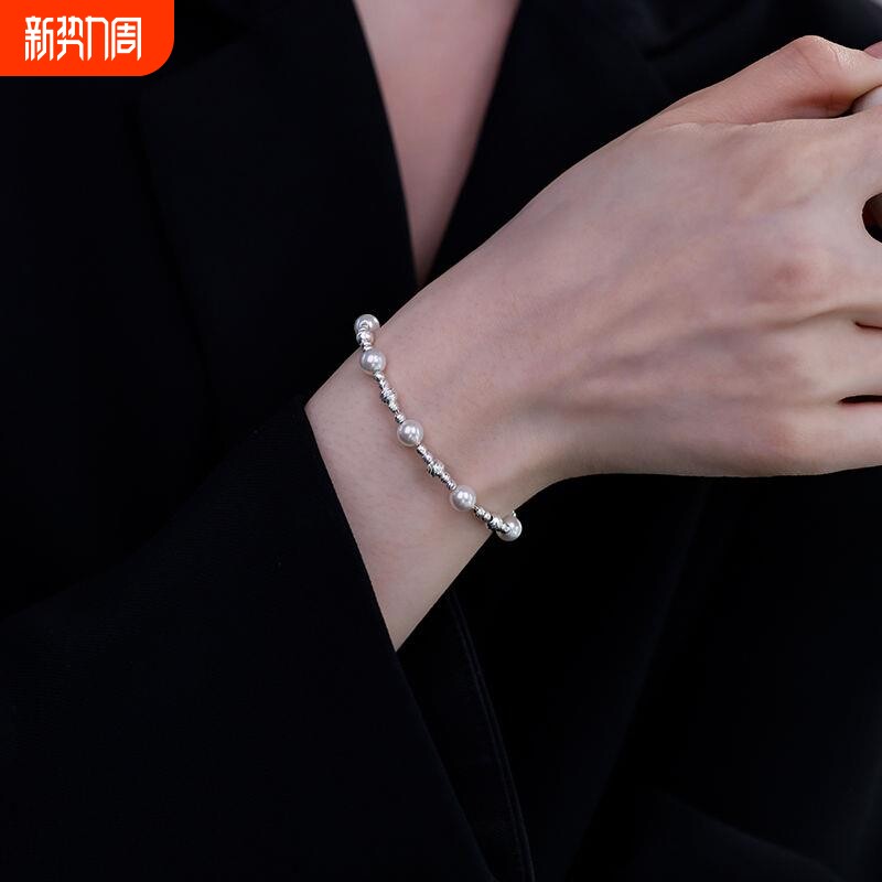 【幂琳】珍珠纯银碎银子925手链女夏2025新Y款爆款气质精致手