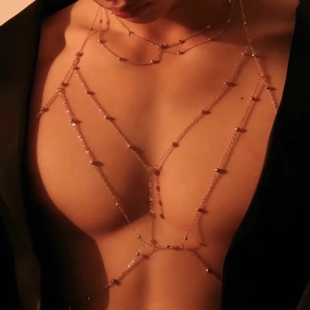 胸链男士身体链大码情趣性感高级项圈项链条装饰链子情侣腰链男生