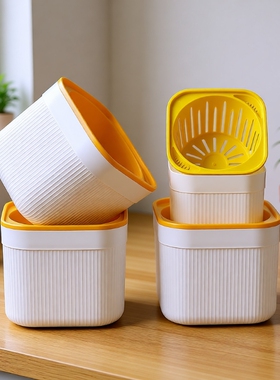 方形竖纹绿萝自吸水花盆双层储水北欧水土培懒人无孔多肉桌面摆件