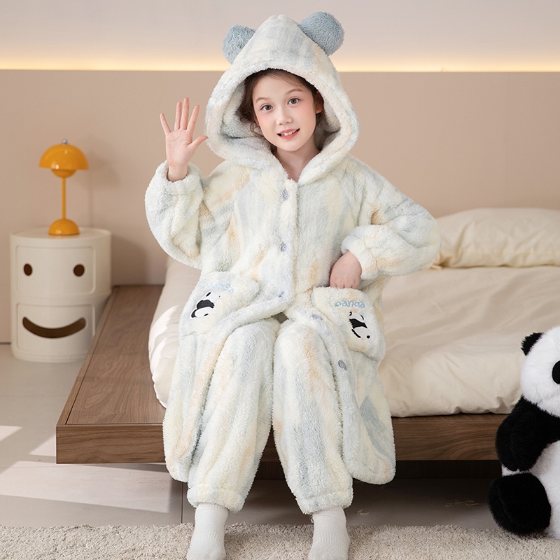 女童睡袍2025秋冬季珊瑚绒家居服
