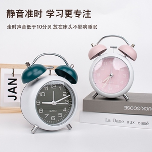 闹钟学生专用钟表儿童超大声打铃床头时钟家居卧室小夜灯石英钟