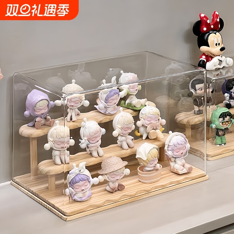 盲盒展示柜收纳架木质玄关摆件阶梯展示盒手办陈列置物架