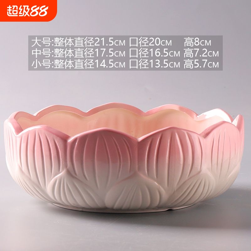 特价清仓水仙花盆陶瓷大号铜钱草专用一叶莲睡碗莲多肉水培无孔盆