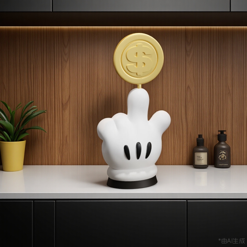 玄关桌面摆件米奇招财装饰品酒柜电视柜小手办转金币家里同事送礼