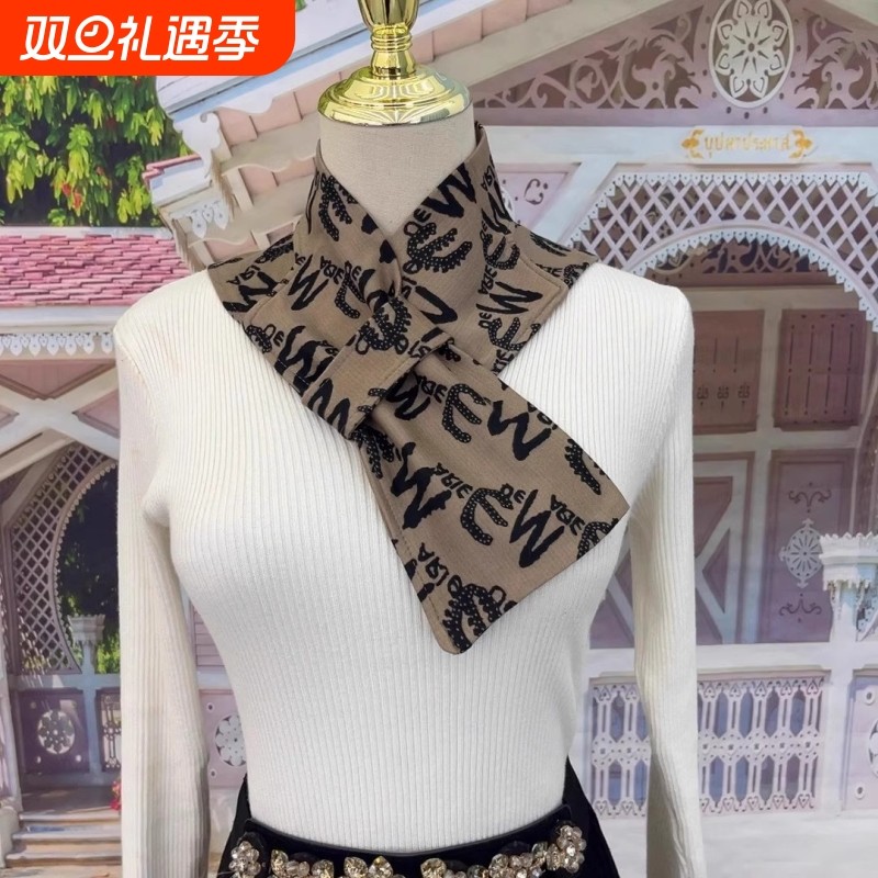 新款德绒带兜护颈围脖套防寒丝巾