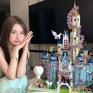 樱花迪士尼城堡积木3D立体拼图玩具高难度巨大型男女孩子生日礼物