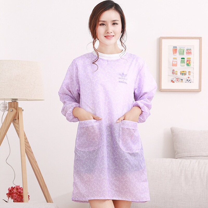 不粘毛清凉围裙韩版时尚罩衣防水围裙女反穿衣成人防晒衣工作服