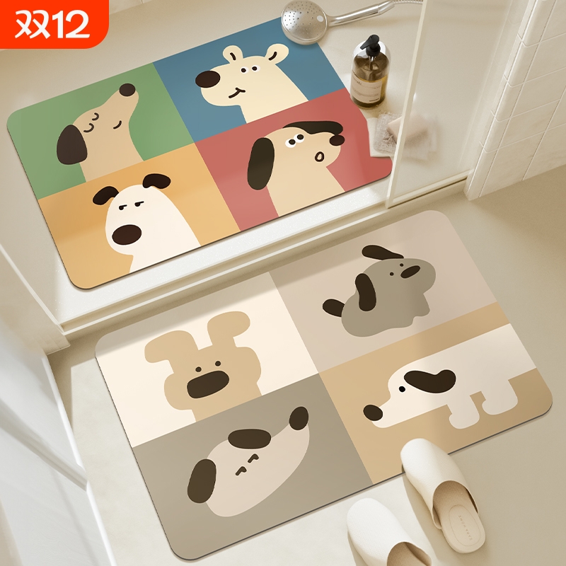 软硅藻泥浴室吸水地垫防滑速干脚垫厕所卫生间门口门垫地毯橡胶