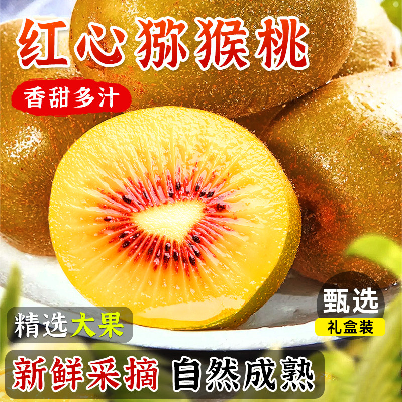 精品礼盒四川红心猕猴桃30枚新鲜现摘蒲江奇异果大水果弥整箱包邮
