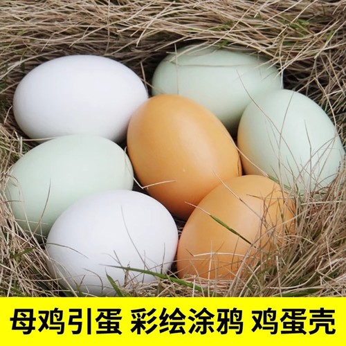 仿真假鸡蛋鸭蛋引蛋引窝玩具蛋托非实心手绘幼儿童园教具模型食物
