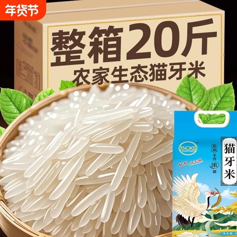 正宗猫牙米20斤晚稻丝苗米超长粒香米2024年新米大米煲仔饭蛋炒饭,粮油调味/速食/干货/烘焙,速烹米饭,淘宝优惠券,粉丝福利购,淘宝优惠卷