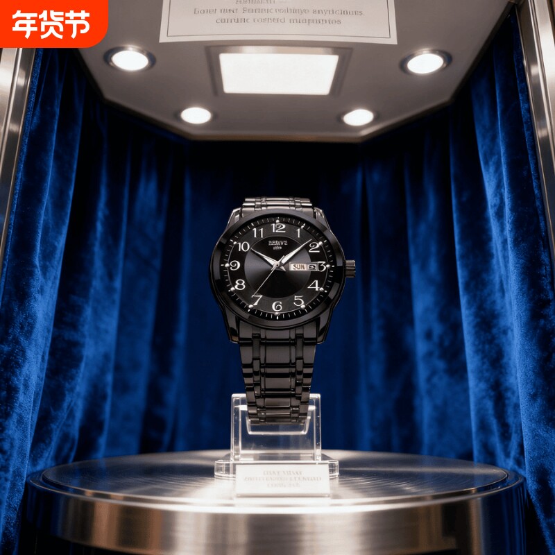 手表男款防水高级感全自动男表数字双日历防水腕表男机械风全自动