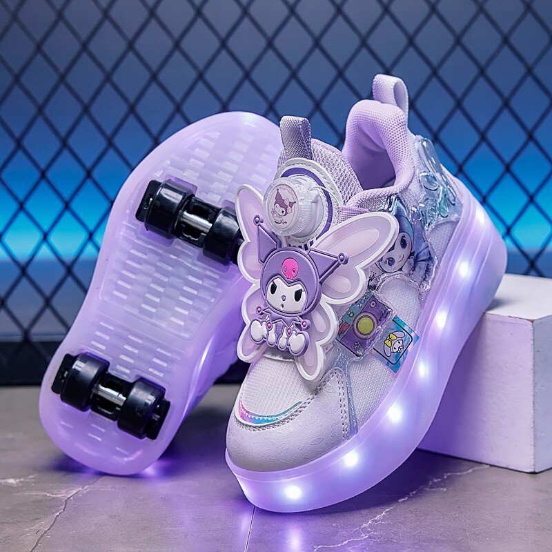 库洛米暴走鞋女童2025新款秋季带轮子儿童滑轮鞋可拆装女孩溜冰鞋