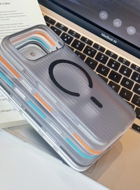 橙色防滑条边框FindX8ultra磁吸无线充电适用oppoFindX9pro手机壳瓦楞Reno13肤感pro一加13硬撞色防摔Magsafe