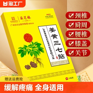 广州白云山生姜黄三七贴颈椎肩周腰椎疼痛专用艾草膝盖发热敷膏贴