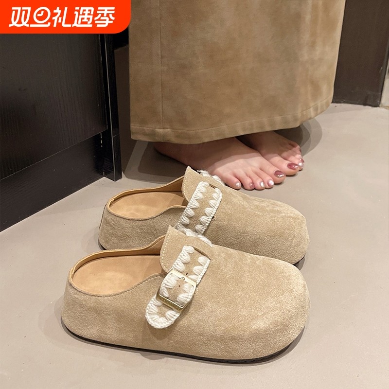 厚底增高超火一脚蹬勃肯鞋子包头半拖鞋女夏外穿2025秋季新款爆款