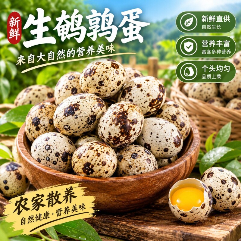 新鲜鹌鹑蛋农家自产杂粮喂养散养儿童营养辅食早餐生鲜蛋口感细腻