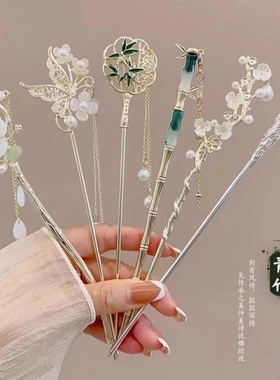 新中式发簪2026新款古风簪子女高级感马面裙国风木簪步摇发钗头饰