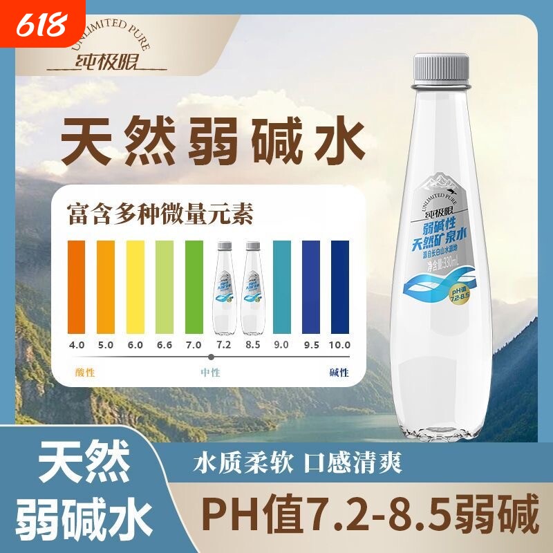 纯极限长白山天然矿泉水弱碱性偏硅酸饮用纯净水整箱装低钠GB8537