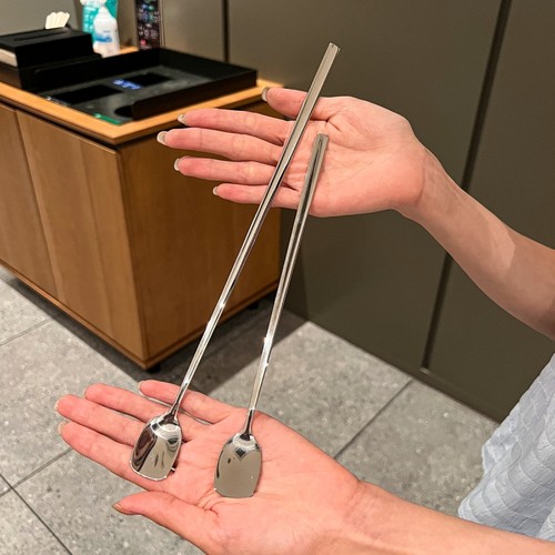 长柄316不锈钢搅拌勺方头冰勺加长蜂蜜勺奶茶咖啡勺子调酒搅拌棒