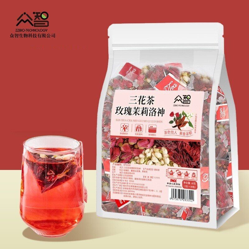 洛神玫瑰茉莉三花茶茉莉花茶三角包独立茶包