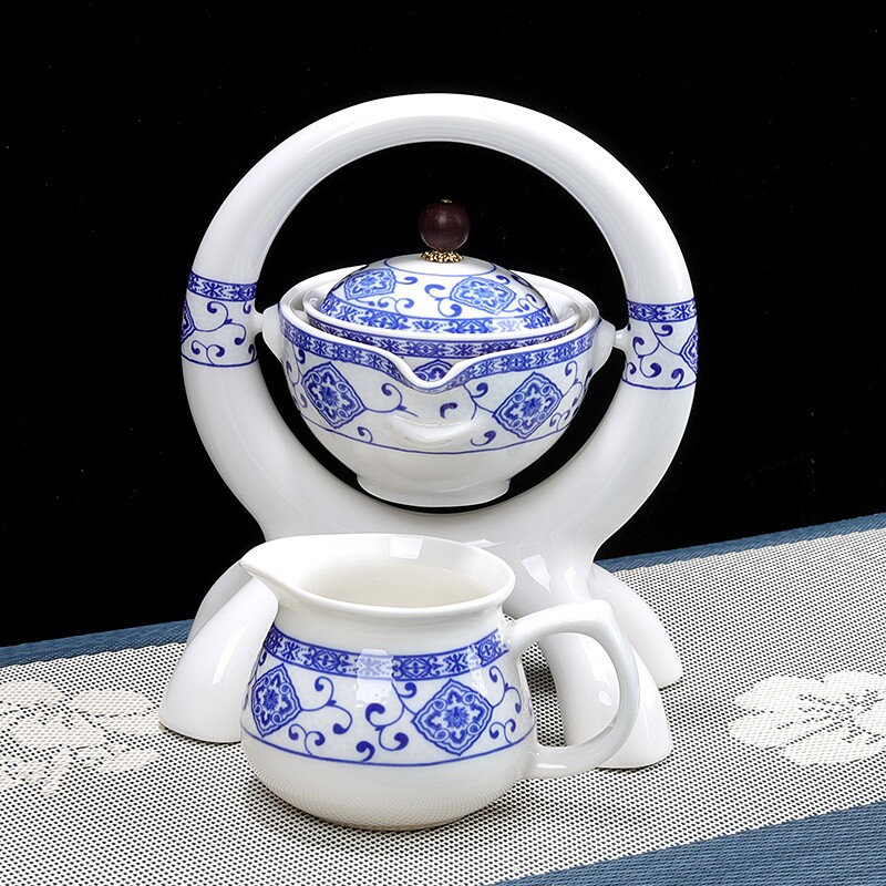 万秦懒人翻转过滤茶壶半自动茶具套装会客陶瓷家用功夫泡茶神器