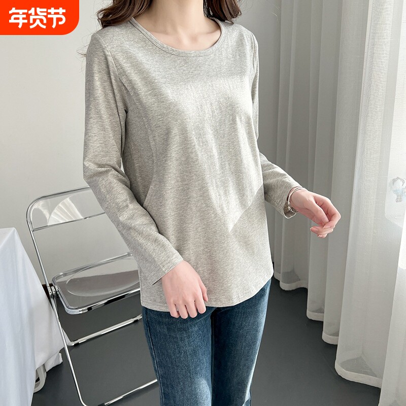 哺乳衣秋衣上衣外出辣妈款春秋产后纯棉喂奶打底衫夏季月子服春装