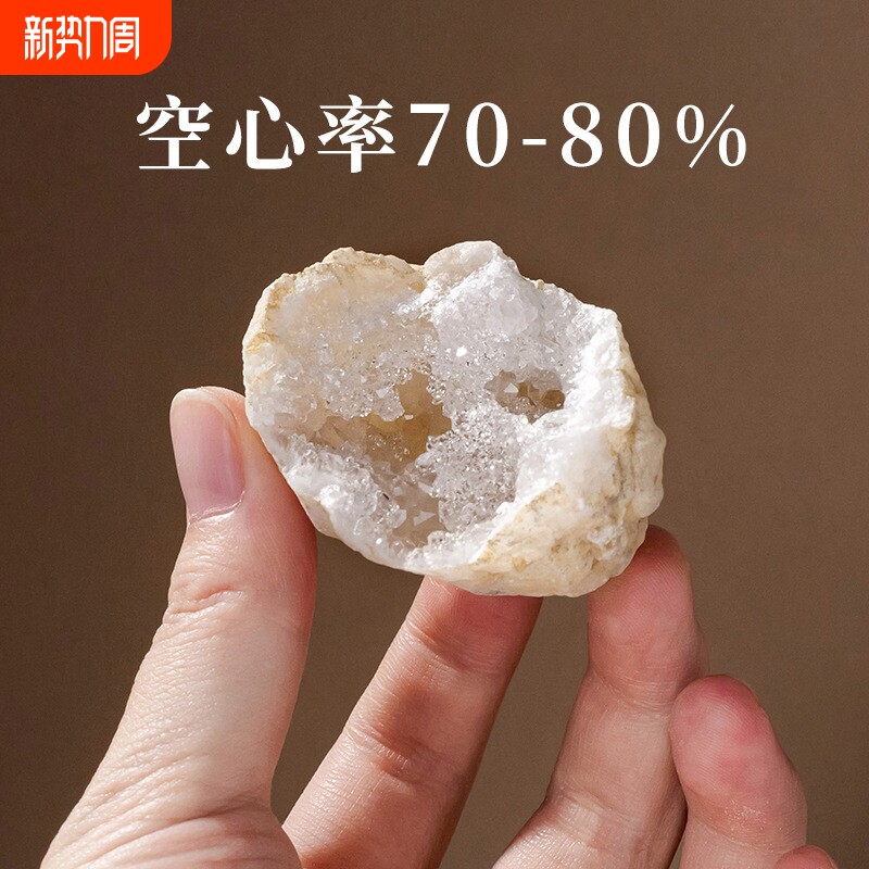 天然水晶摩洛哥玛瑙洞白水晶洞原矿石未开矿标聚宝盆晶洞消磁摆件