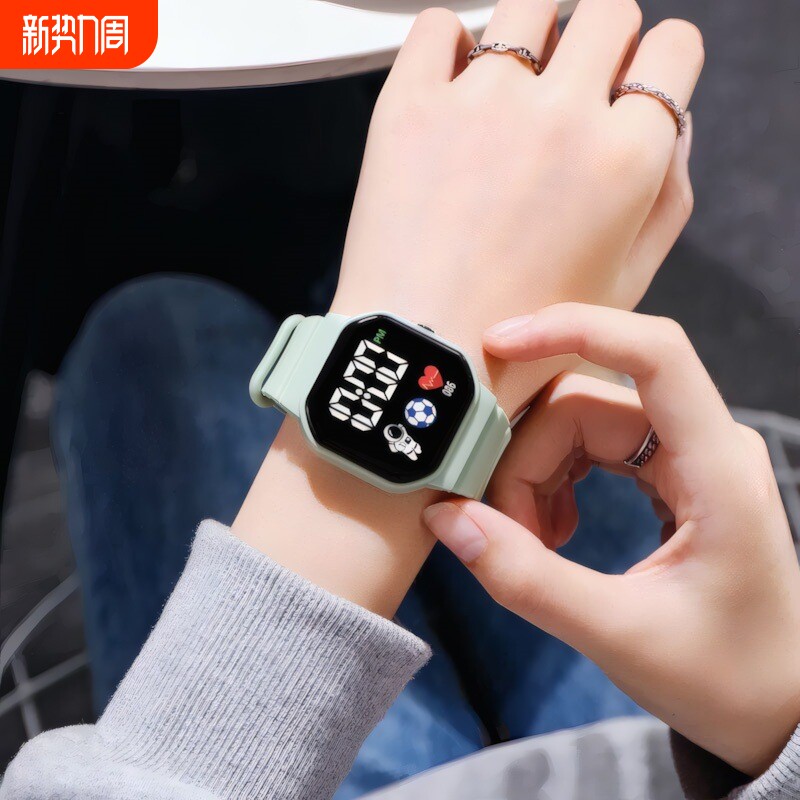 博翌扬学生LED电子手表ins风高颜值简约时尚手环P33方形多功