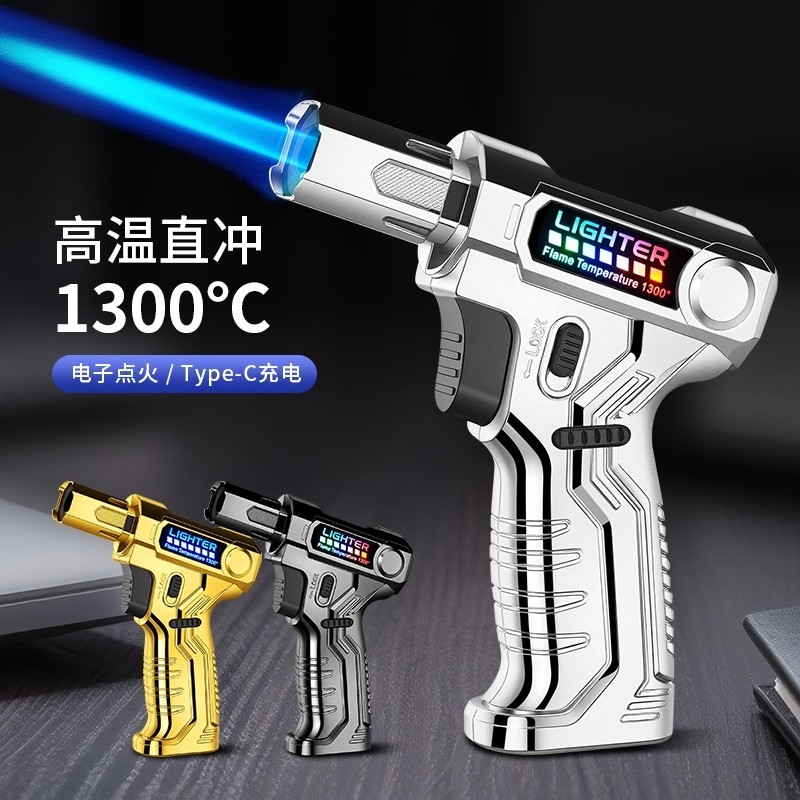 25新款手枪式点火枪打火机防风雪茄艾灸专用高温焊接喷枪户外神器