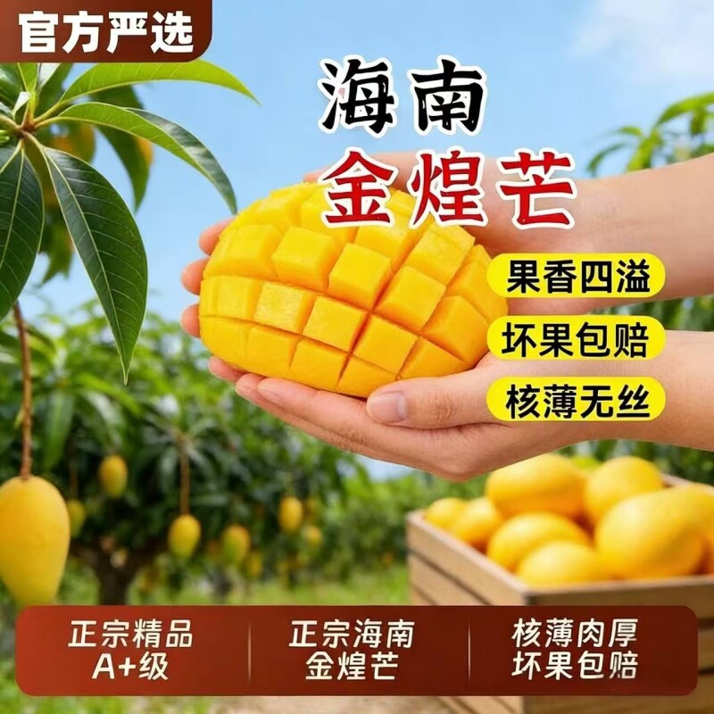 海南黄皮金煌芒果水仙芒果整箱9斤新鲜现摘当季热带水果核小5大果
