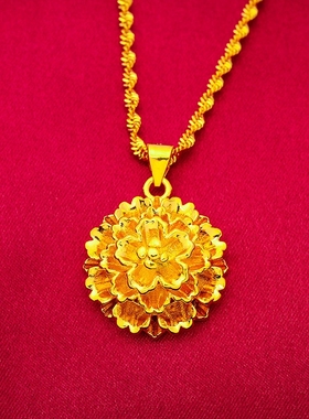 花项链越南沙金花朵光面吊坠女士