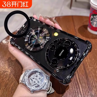 适用于华为mate70pro+手机壳磁吸支架电镀四角气囊mate60带镜头膜mate50硅胶全包40p透明高级简约防摔保护壳