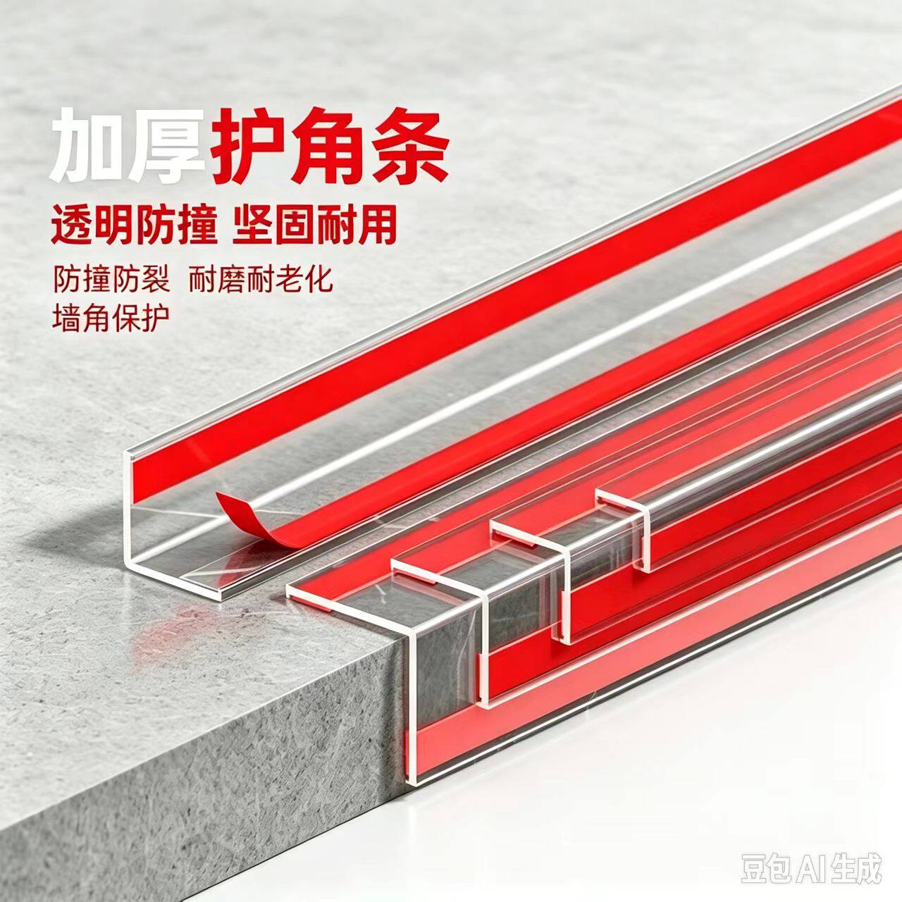 厂家直销PC透明护角条墙角保护条收边条护墙角自粘墙面瓷砖弧形