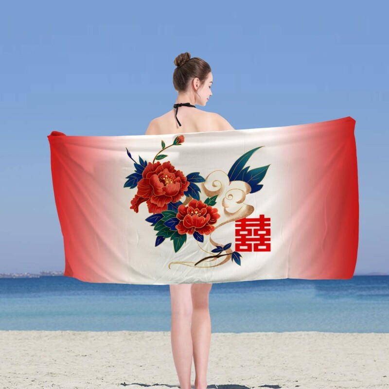 土潮风沙滩浴巾运动健身瑜伽擦汗毛巾拍照装饰游泳水疗东北大花