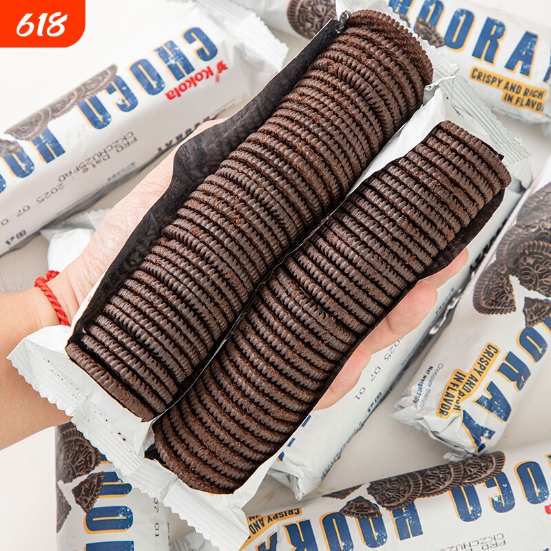 罗达印尼进口巧克力饼干无夹心营养点心袋装110g纯可可黑巧饼干