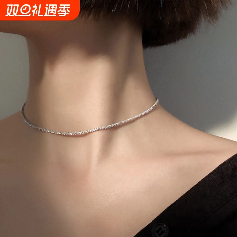 s925足银满天星项圈颈带小众项链女简约网红气质锁骨链潮颈链轻奢