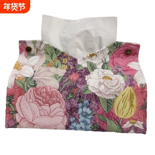 汽车餐巾大气花朵新款纸巾盒加厚创意纸巾纸抽车载家用皮革餐纸巾