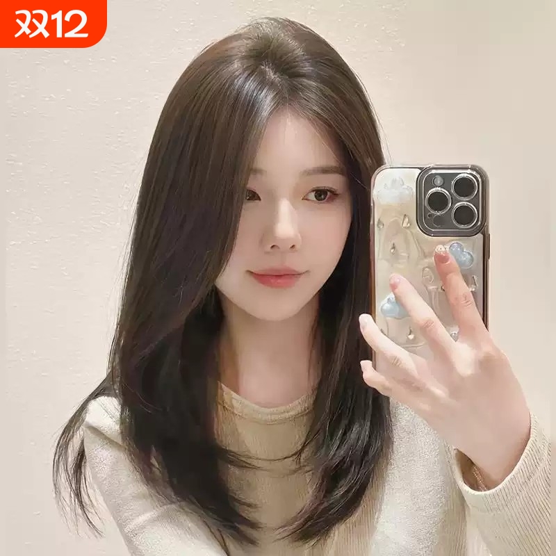 初恋假发全头套女前额蕾丝减龄锁骨发仿真人整顶刘海自然发型发丝