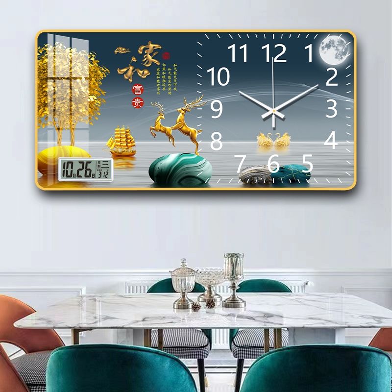 巴豆岛晶瓷面中纤板新中式钟表