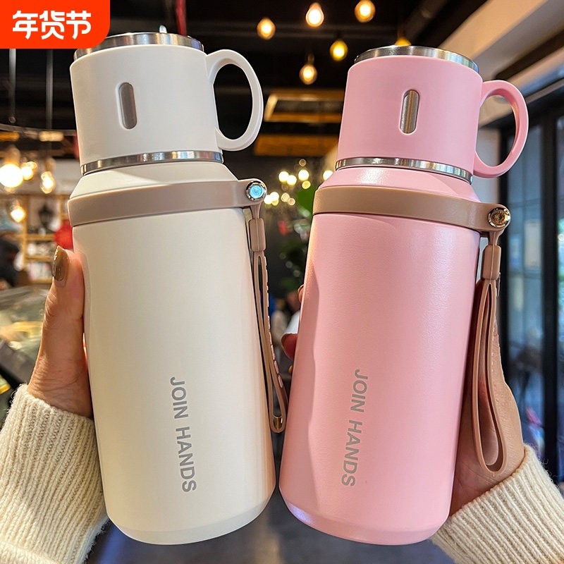 杯盖保温杯女男简约学生泡茶大容量不锈钢女生便携高颜值喝水杯子