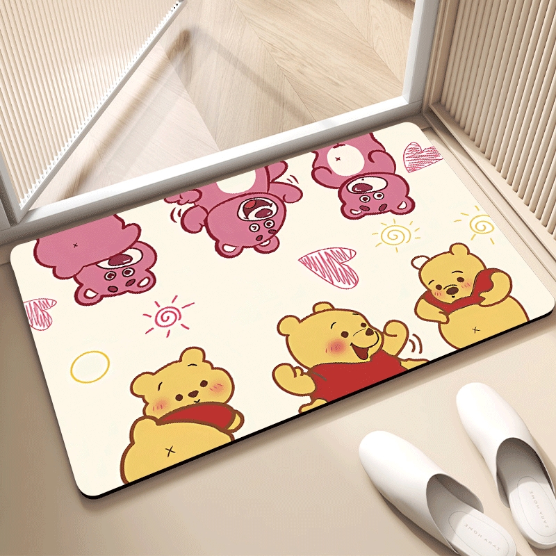 新款草莓熊硅藻泥浴室吸水防滑垫卫生间速干软垫子地垫耐脏客厅