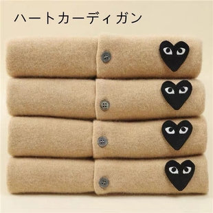 黑色 PLAY毛衣亲子女外套红色冬季 100纯羊毛刺绣针织衫 羊绒开衫