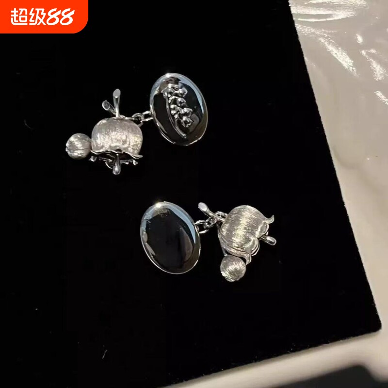 中古风铃兰花袖链万袖扣复古新中式手作西装衬衫纽扣链领口能扣