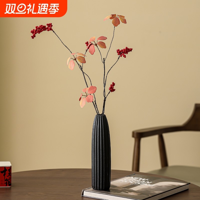 中古风花瓶摆件客厅插花禅意干花花束电视柜玄关桌面装饰高级感小